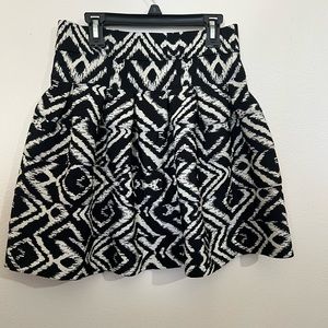 TBAGS LA Women's Geometric Print A-Line Bubble Skirt Black White S
